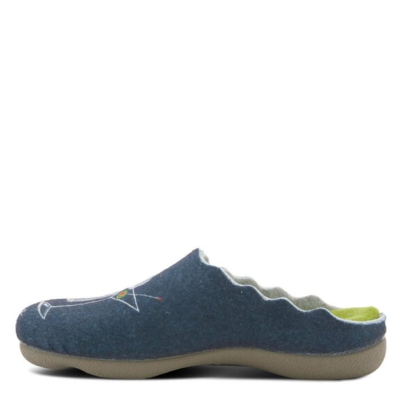 Flexus COCKTAIL Felt Slippers | 38 Navy | Martini Graphic | Indoor Outdoor | NIB - Picture 3 of 8